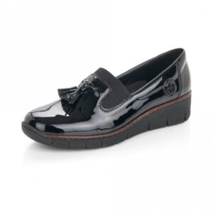 Rieker 53751 black patent ladies shoes